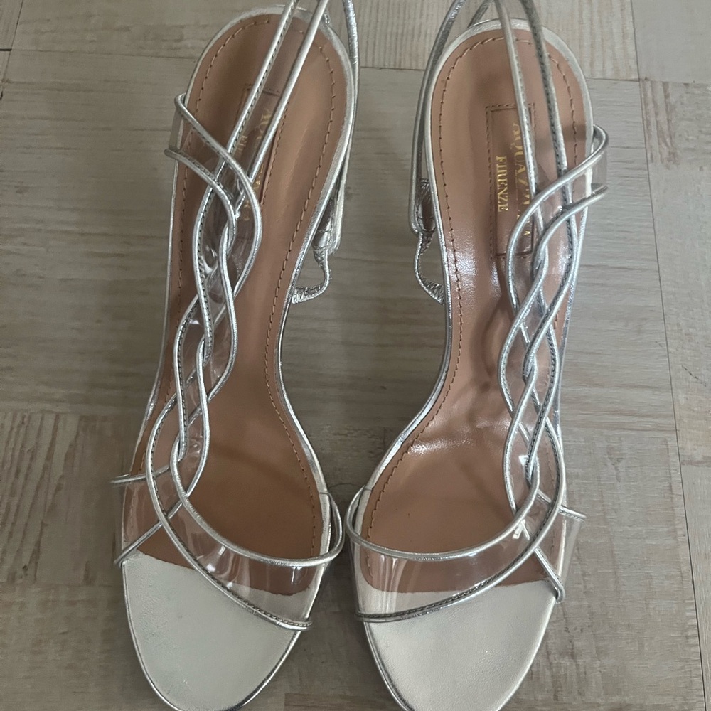 Elegant Silver Strappy Heels